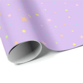 Pastell Konfettifödelsedagsmönster på Lila Presentpapper