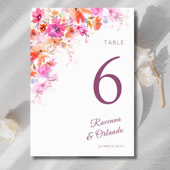 Pastell Körsbärsblommande Blommig Rosa Romantisk B Bordsnummer (Skapare uppladdad)