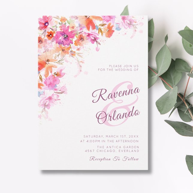 Pastell Körsbärsblommande Floral Rosa Romantisk Br Inbjudningar (Skapare uppladdad)