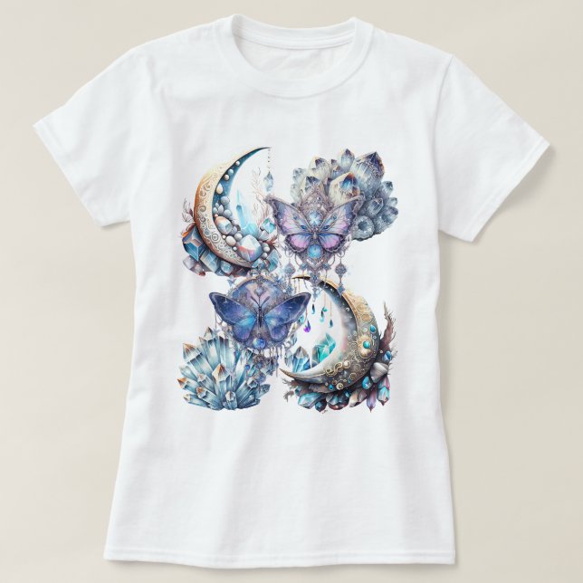 Pastell Kristallfjärilar T Shirt (Design framsida)