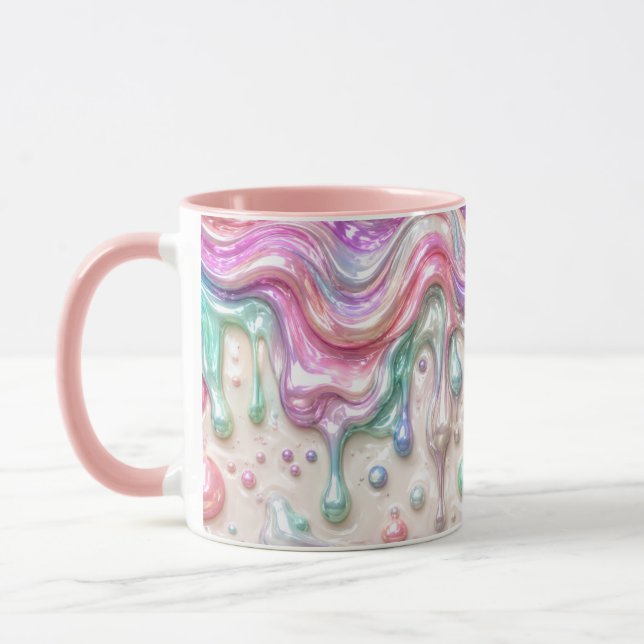 Pastell Krom Vätska Morgon Kaffe Mugg Estetik (Vänster)