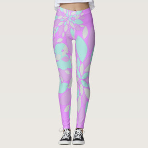 Pastell Kronblad Blommönster Leggings