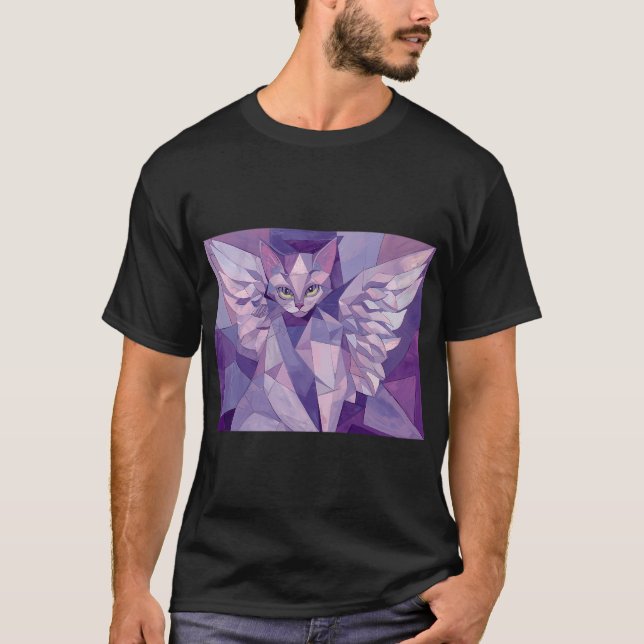 Pastell Kubistisk Katt T Shirt (Framsida)