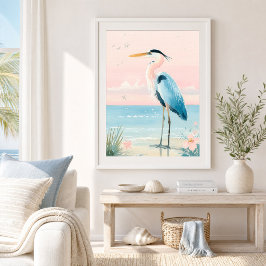 Pastell Kust Hägring Strand Konsttryck Poster
