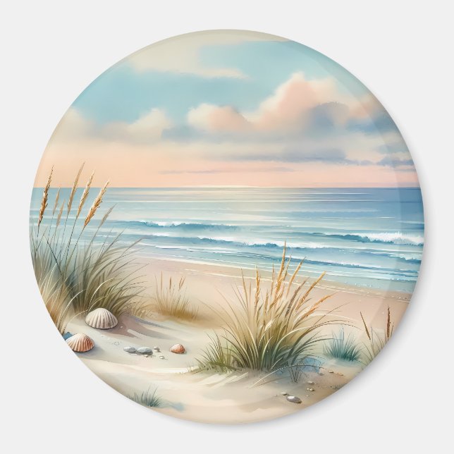 Pastell Kustdyner Akvarell Magnet (Framsidan)