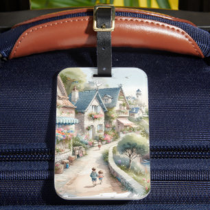 Pastell Landlig Kustby Escapad Bagagebricka