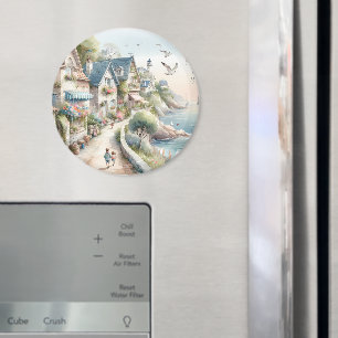 Pastell Landlig Kustby Flykt Magnet