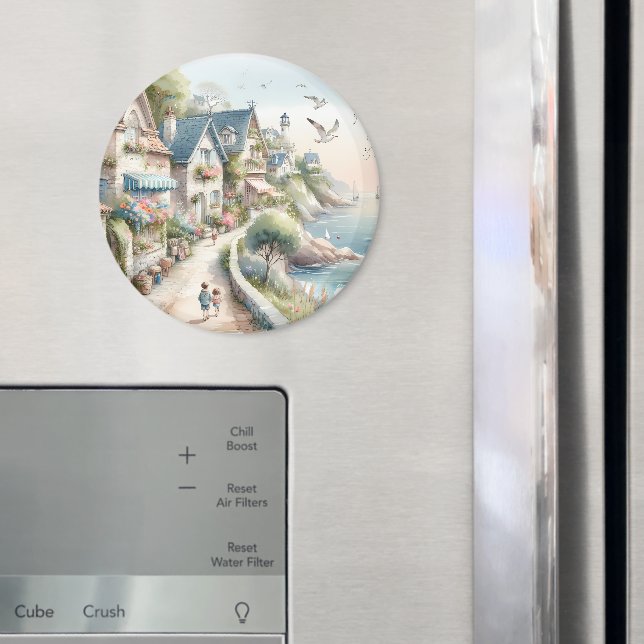Pastell Landlig Kustby Flykt Magnet (In Situ (Fridge))