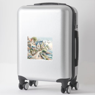 Pastell Landlig kustbyidyll Klistermärken