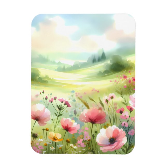 Pastell Landskap av Vildblommoräng Magnet (Vertikal)
