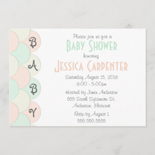 Pastell langetterar baby showerinbjudningar inbjudningar