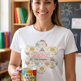Pastell Lärare Skola Matematik Former Mönster T Shirt