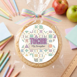 Pastell Lärare Tacksamhet Matematik Mönster Runt Klistermärke