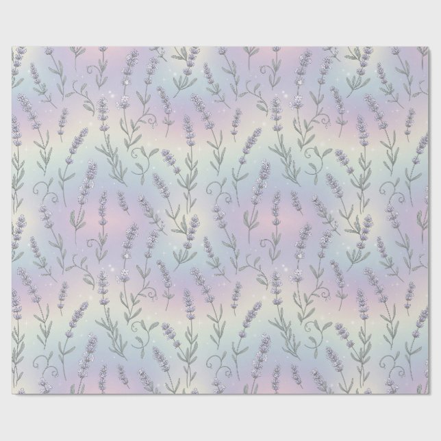 Pastell Lavendel Drömmar Botaniskt Mönster Presentpapper (Platt)
