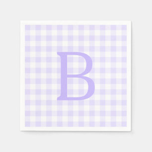 Pastell Lavendel och Vit Gingham Monogram Pappersservett