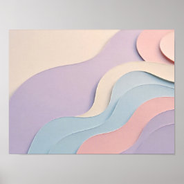 Pastell Lavendel Rosa Blått Pappersklippta Vågor Poster