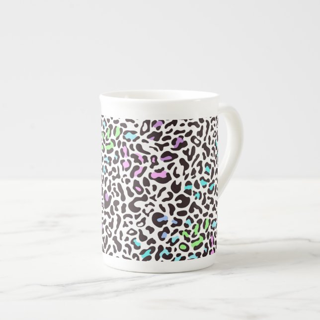 Pastell Leopardtryck Benporslin Mugg (Framsida höger)