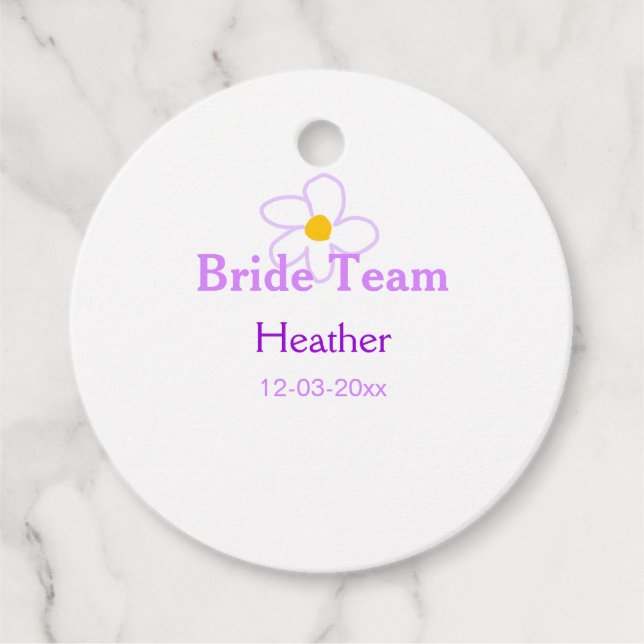 Pastell lila blomma brudtärna brud boho mo gåvor etiketter (Framsida)