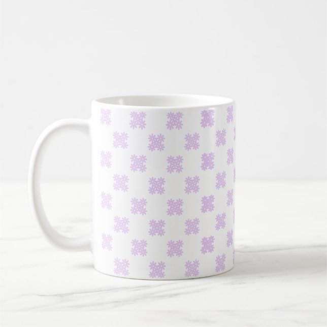 Pastell Lila Blommig Geometrisk Sömlös Mönster Kaffemugg (Vänster)
