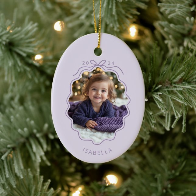 Pastell Lila Foto Enkel Båge Ornament (Träd)