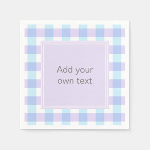 Pastell Lila Gingham Anpassad Text Pappersservett