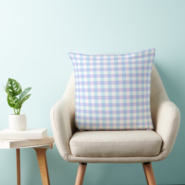 Pastell Lila Gingham Kudde (Stol)