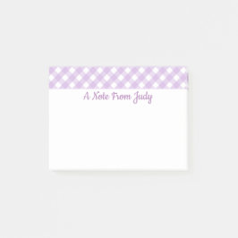Pastell Lila Gingham Mönster Post-it Block