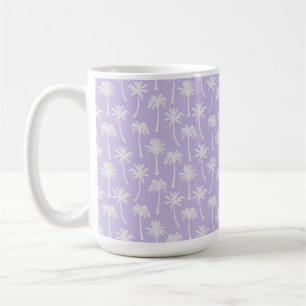 PASTELL LILA MED SOMMAR TROPISKA PALMER KAFFEMUGG