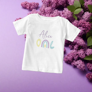 Pastell lila regnbåge 1-års födelsedagsfest t shirt