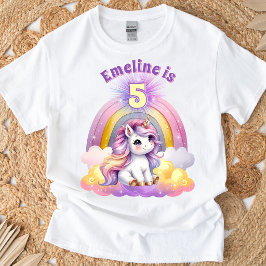 Pastell Magisk Enhörning Regnbåge Gnist Födelsedag T Shirt