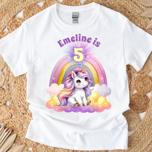 Pastell Magisk Enhörning Regnbåge Gnist Födelsedag T Shirt