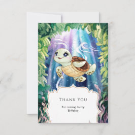Pastell Magiska Barn Sköldpadda Födelsedag Tack Kort