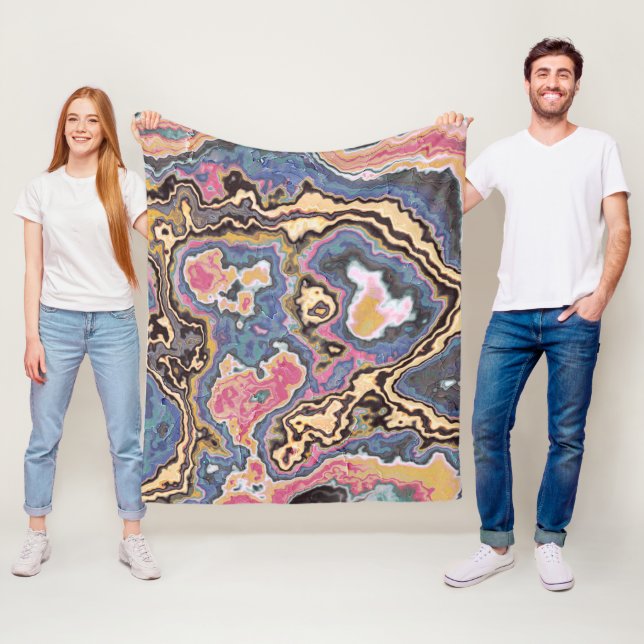 Pastell Marmor Geod Drömmar Fleecefilt (På plats)