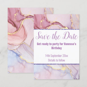 PASTELL MARMOR GLITTER Spara datum RSVP-KORT OSA Kort