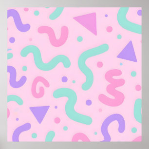 Pastell Memphis Snygg Geometrisk Lekfull Retro Poster