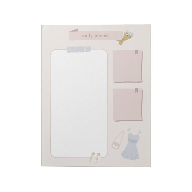 Pastell Minimalistisk Daglig Planerare Anteckningsblock (Roterad)