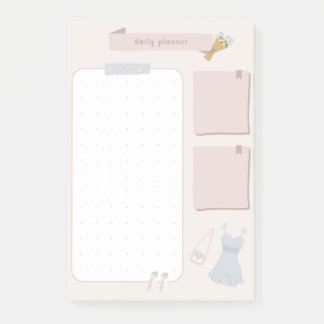 Pastell Minimalistisk Daglig Planerare Post-it Block