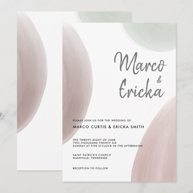 Pastell Minimalistisk Kalligrafi Bröllop Meddelande (Fram/baksida)