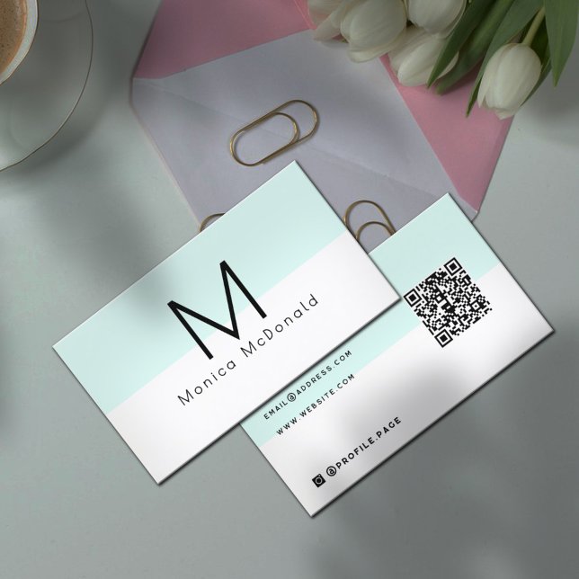 Pastell minimalistisk monogram visitkort (Skapare uppladdad)