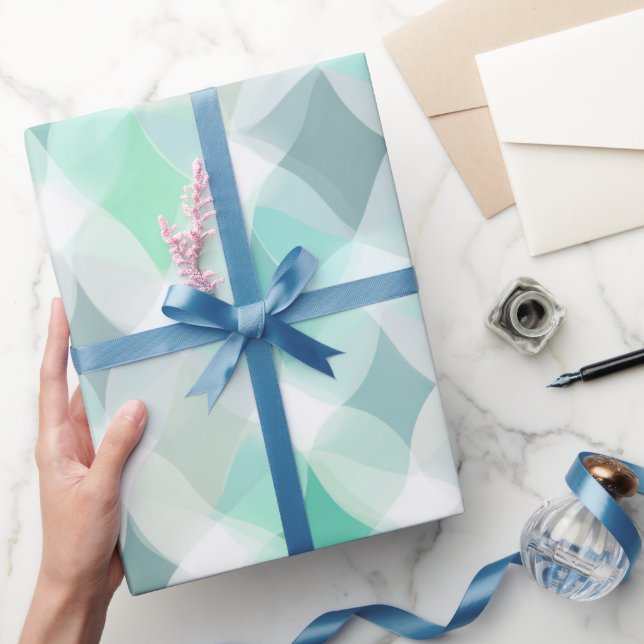Pastell Mint Aqua Mjuk Drift Vit Abstrakt mönster Presentpapper (Gifting)