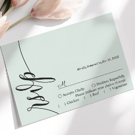 Pastell Mint Elegant Kalligrafi Bröllop RSVP-kort OSA Kort