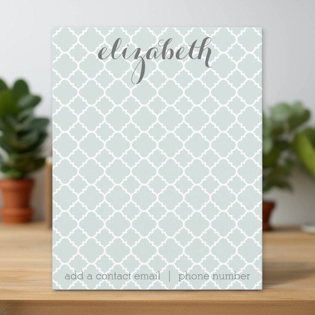 Pastell Mint Fyrklöver Mönster Anpassad Namn Noter (Personalized Note Card)