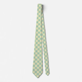 Pastell Mintgrön och blekgul Rutig Mönster Slips