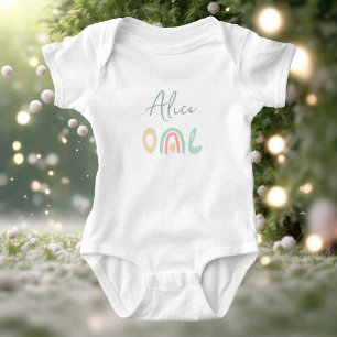 Pastell mintgul regnbåge 1-års födelsedagsfest t shirt