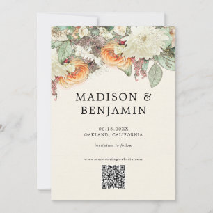 Pastell Mjuk Blommig Eukalyptus Ros Bröllops QR-ko Spara Datumet
