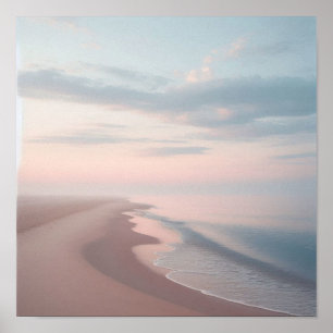 Pastell Morgon Strand Affisch, Fredlig Havsstrand Poster
