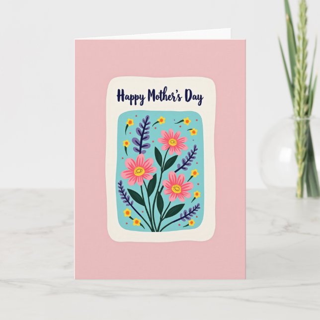 Pastell Morsdags Blommig Kort (Framsida)