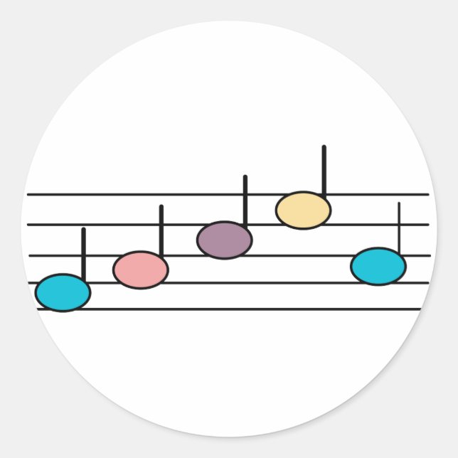 Pastell Musik Not Klistermärken (Framsida)