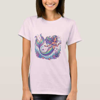 Pastell Mystisk Siren Grafisk T-shirt | skimrande 