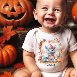 Pastell Namn Söt Blå Räv Pumpafält Halloween T Shirt